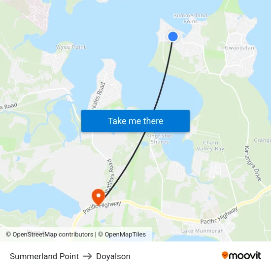 Summerland Point to Doyalson map