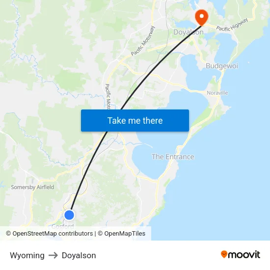 Wyoming to Doyalson map