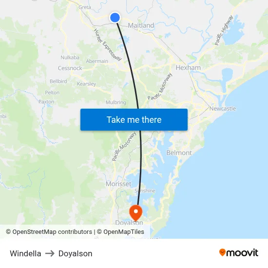 Windella to Doyalson map