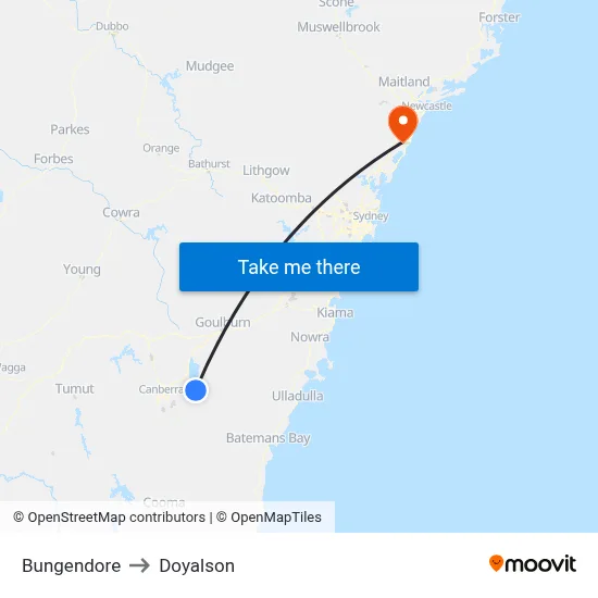 Bungendore to Doyalson map