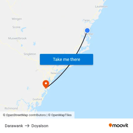 Darawank to Doyalson map