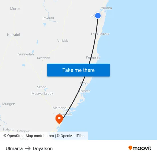 Ulmarra to Doyalson map