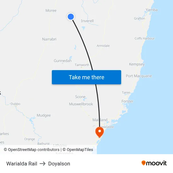 Warialda Rail to Doyalson map