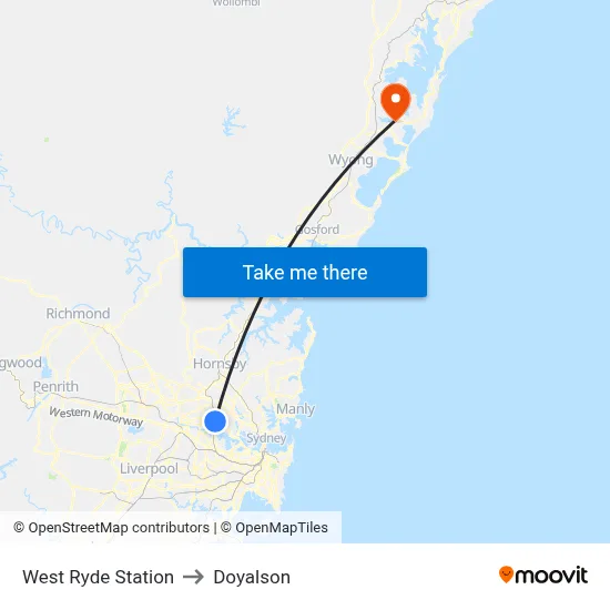 West Ryde Station to Doyalson map