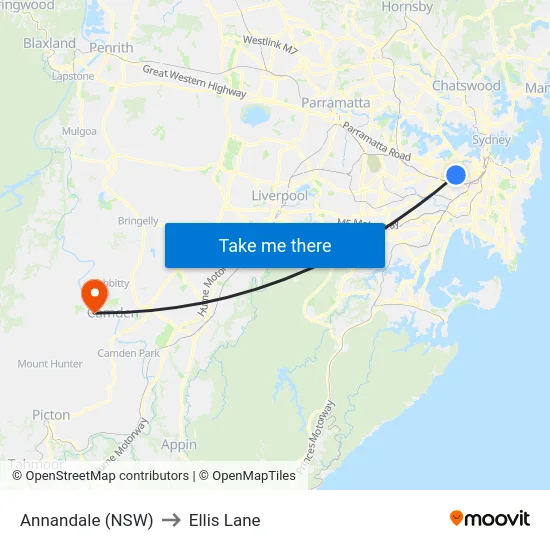 Annandale (NSW) to Ellis Lane map