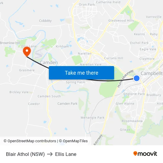 Blair Athol (NSW) to Ellis Lane map