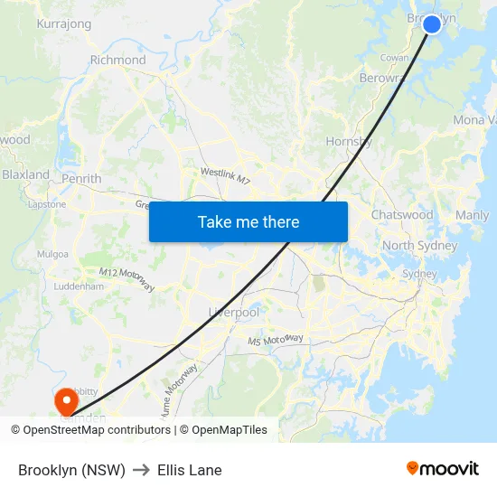Brooklyn (NSW) to Ellis Lane map
