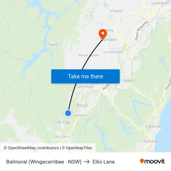 Balmoral (Wingecarribee - NSW) to Ellis Lane map