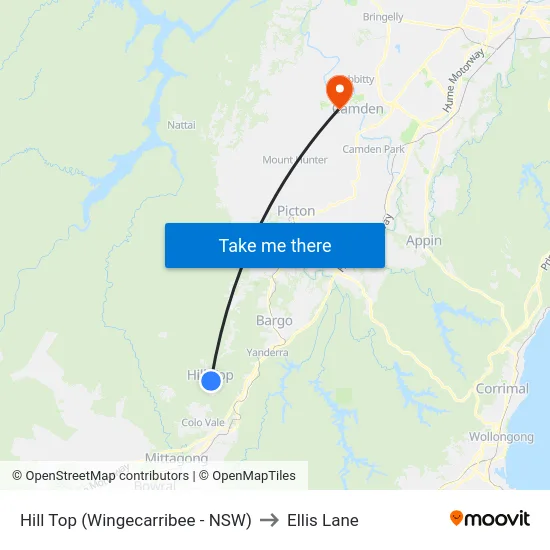 Hill Top (Wingecarribee - NSW) to Ellis Lane map