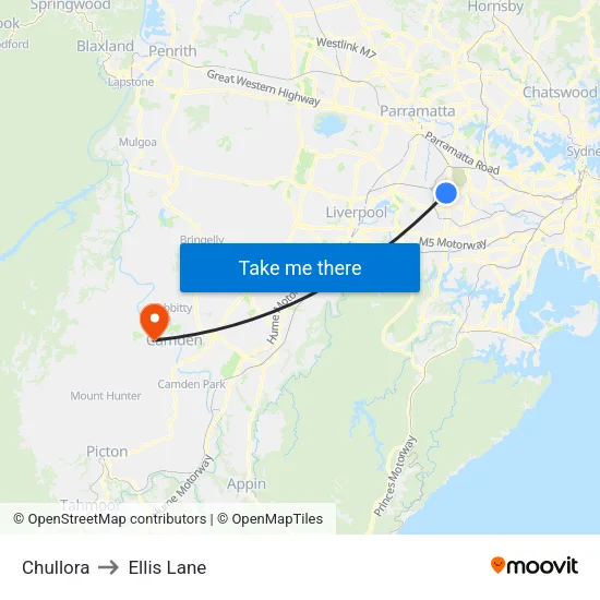 Chullora to Ellis Lane map