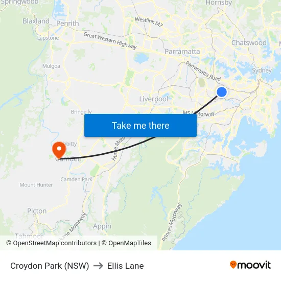 Croydon Park (NSW) to Ellis Lane map