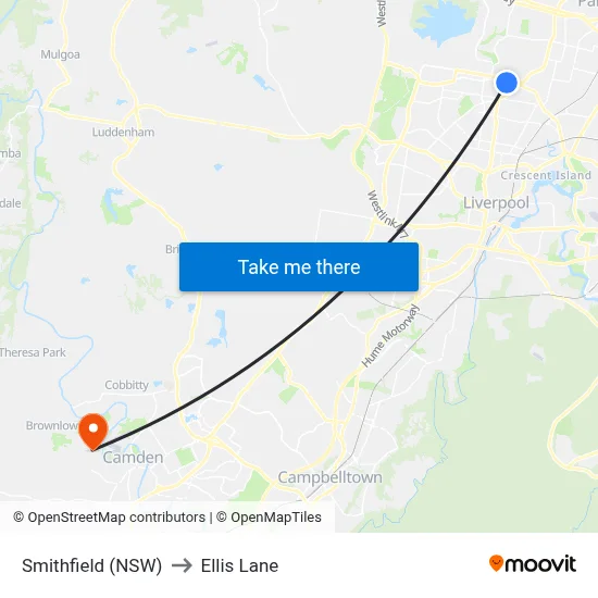 Smithfield (NSW) to Ellis Lane map