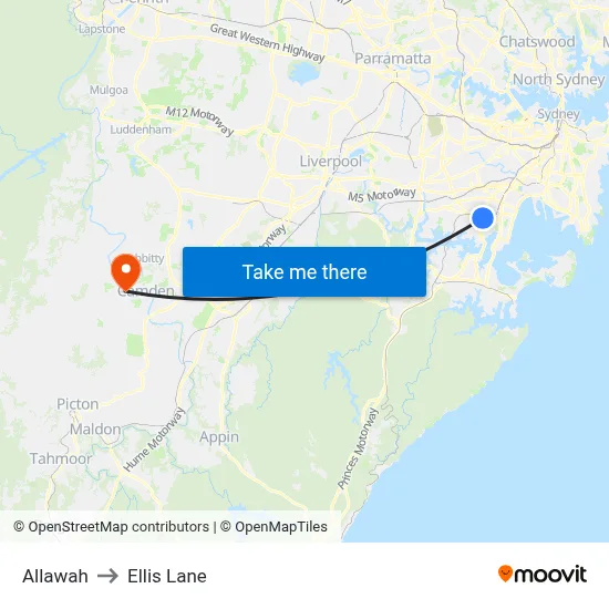 Allawah to Ellis Lane map