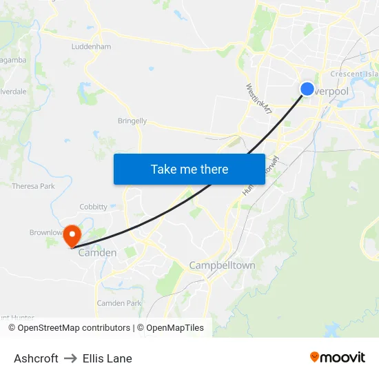 Ashcroft to Ellis Lane map