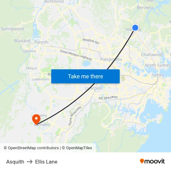 Asquith to Ellis Lane map