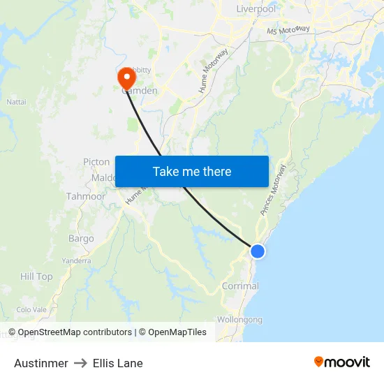 Austinmer to Ellis Lane map