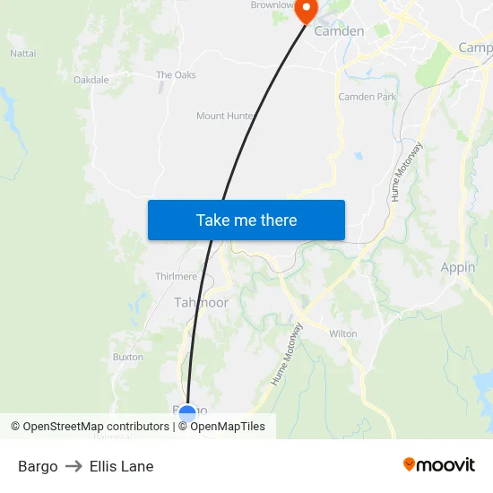Bargo to Ellis Lane map