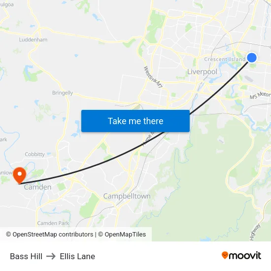 Bass Hill to Ellis Lane map