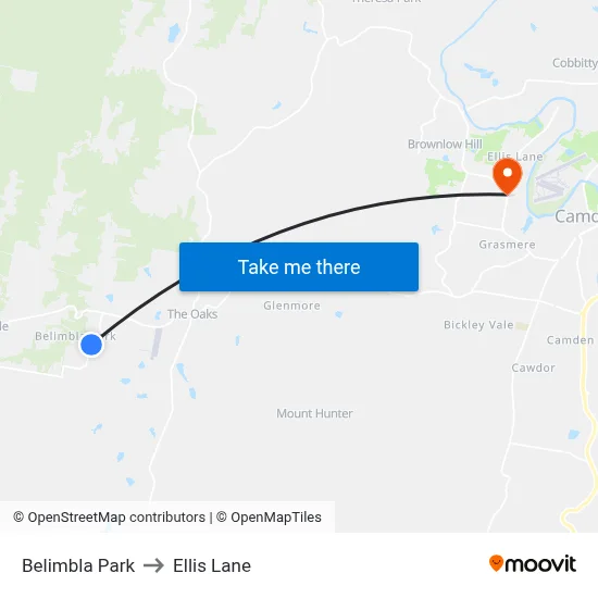 Belimbla Park to Ellis Lane map