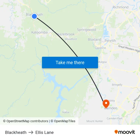 Blackheath to Ellis Lane map