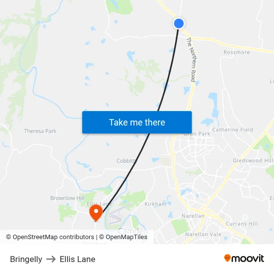 Bringelly to Ellis Lane map
