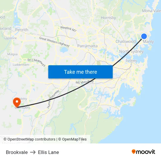 Brookvale to Ellis Lane map