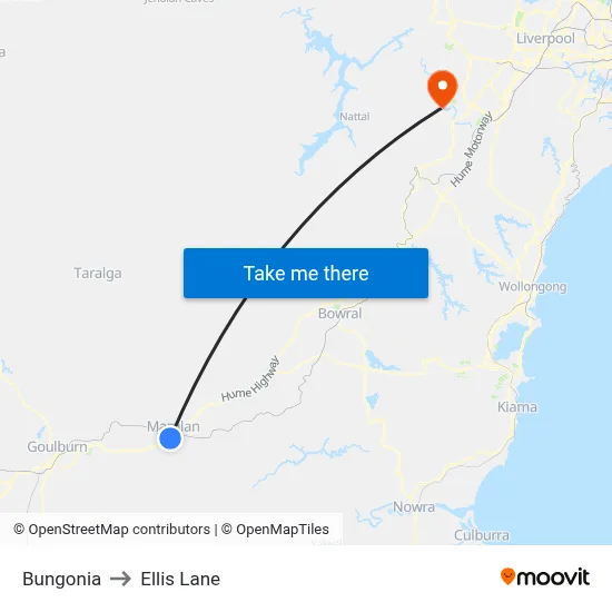 Bungonia to Ellis Lane map