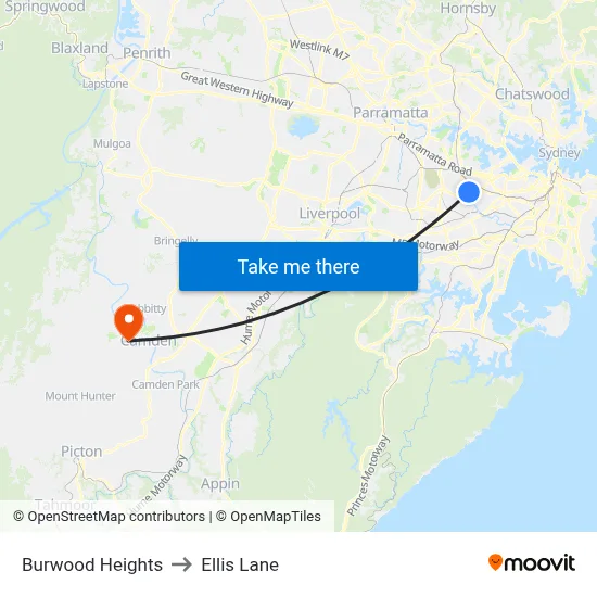 Burwood Heights to Ellis Lane map
