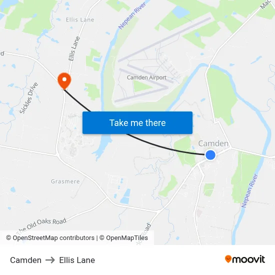 Camden to Ellis Lane map