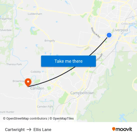 Cartwright to Ellis Lane map