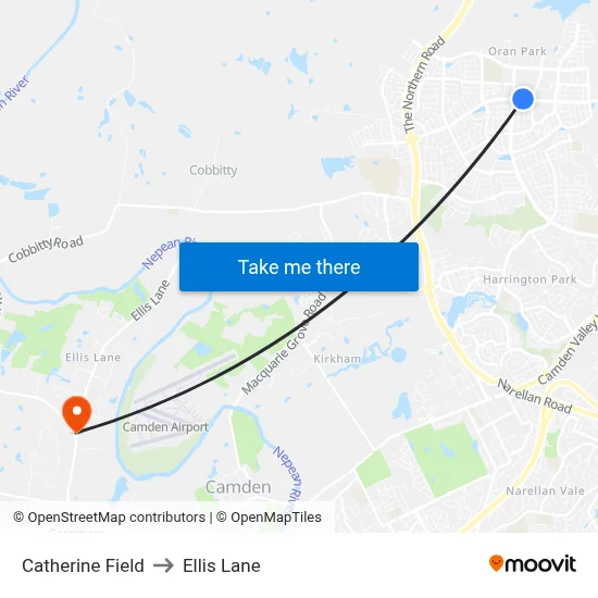 Catherine Field to Ellis Lane map