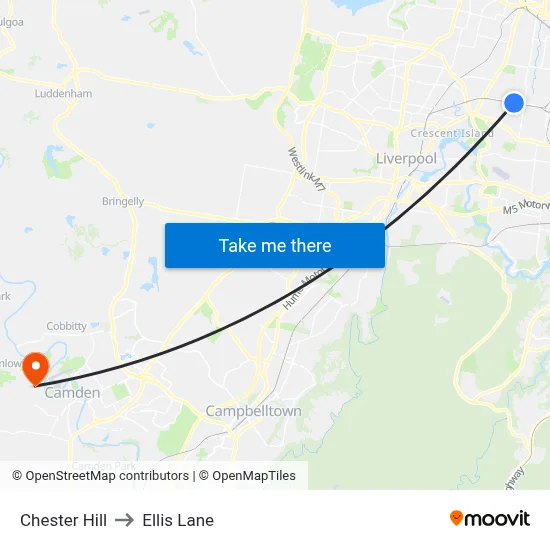 Chester Hill to Ellis Lane map