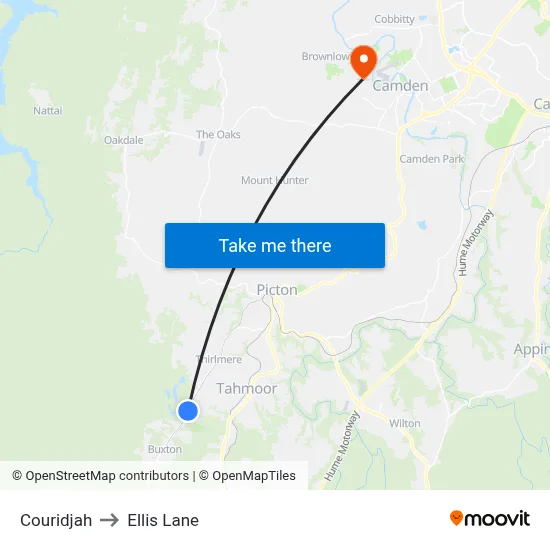 Couridjah to Ellis Lane map