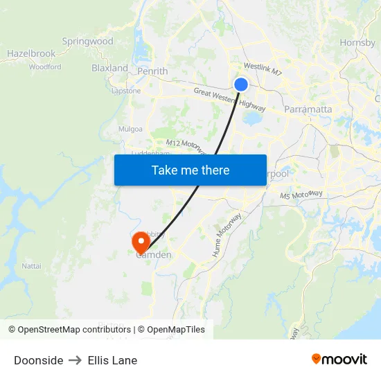 Doonside to Ellis Lane map