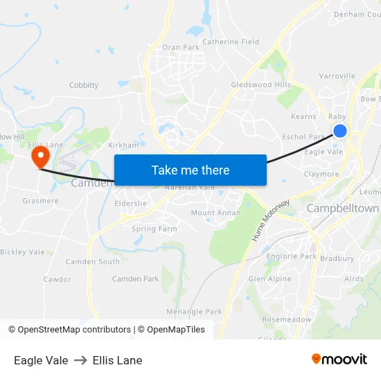 Eagle Vale to Ellis Lane map