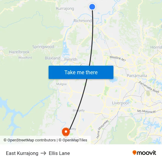 East Kurrajong to Ellis Lane map