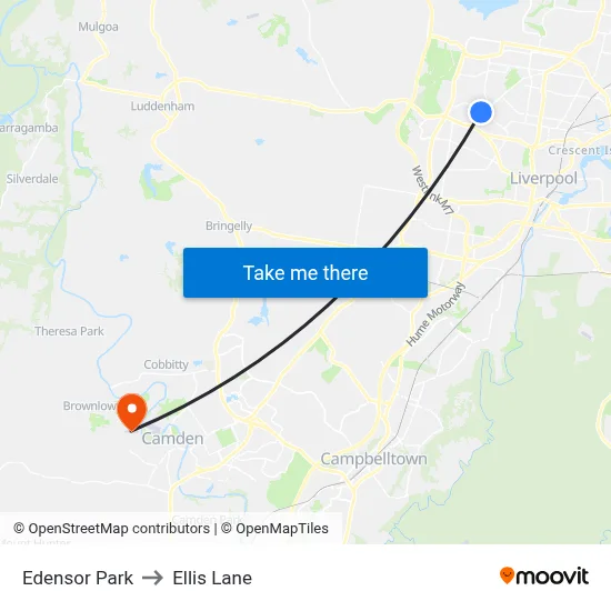 Edensor Park to Ellis Lane map