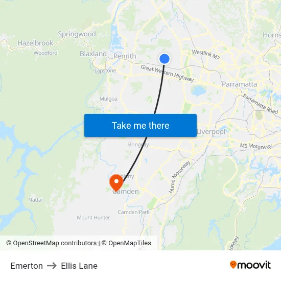 Emerton to Ellis Lane map