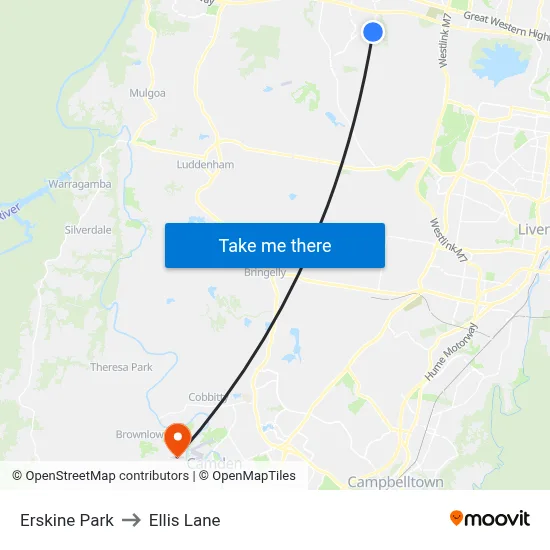 Erskine Park to Ellis Lane map