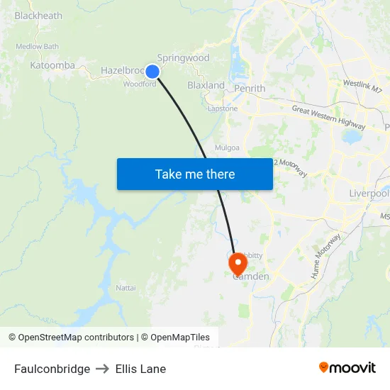 Faulconbridge to Ellis Lane map