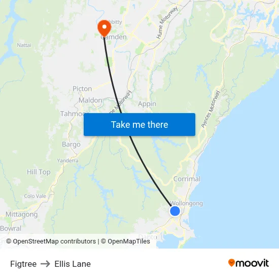 Figtree to Ellis Lane map