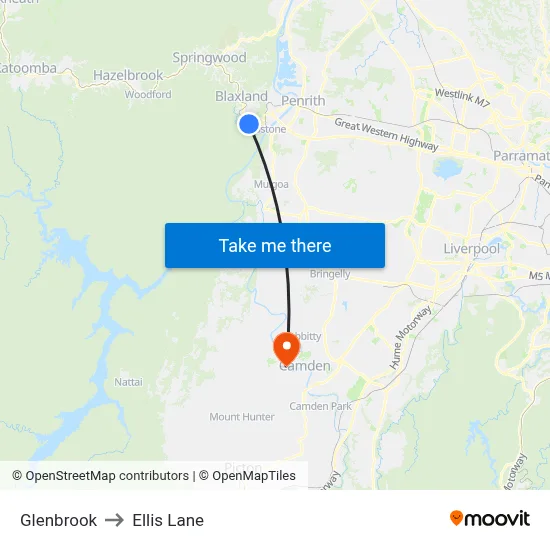 Glenbrook to Ellis Lane map