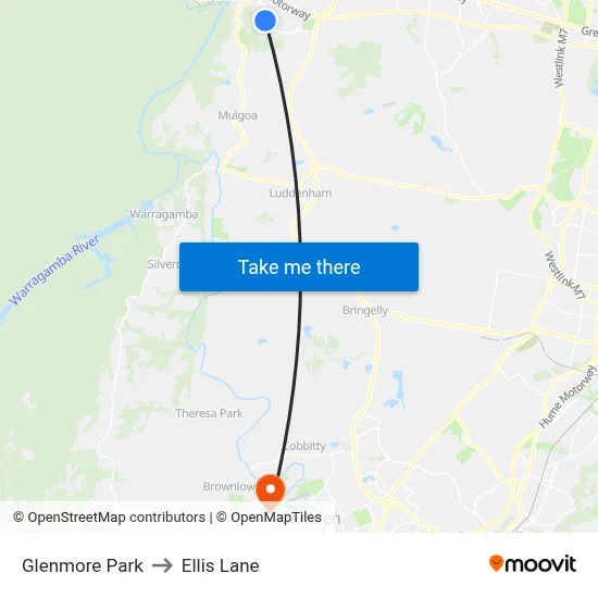 Glenmore Park to Ellis Lane map
