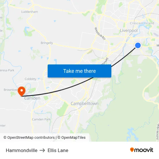 Hammondville to Ellis Lane map