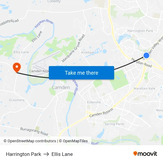 Harrington Park to Ellis Lane map