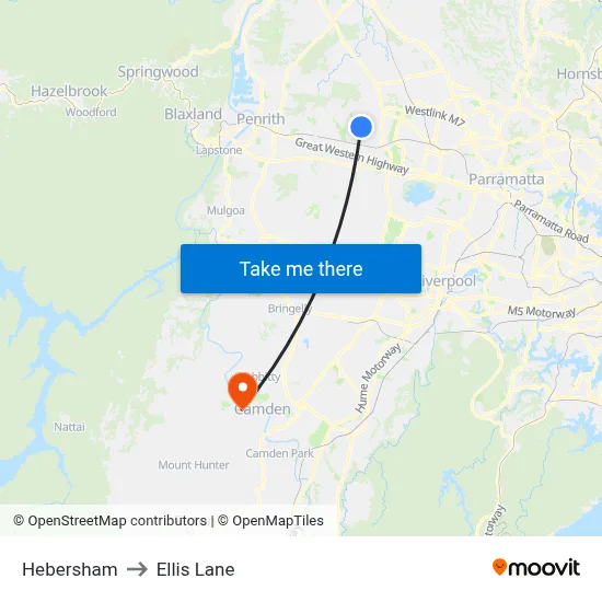 Hebersham to Ellis Lane map