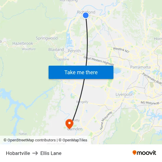 Hobartville to Ellis Lane map
