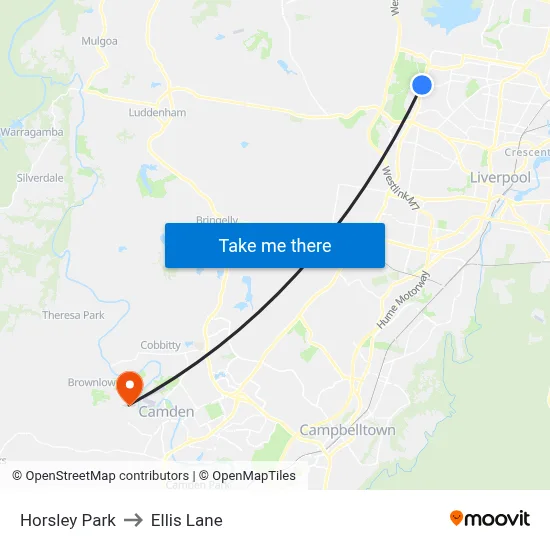 Horsley Park to Ellis Lane map