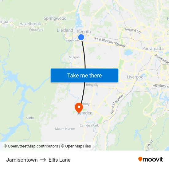 Jamisontown to Ellis Lane map
