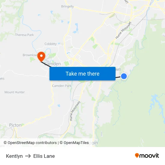 Kentlyn to Ellis Lane map